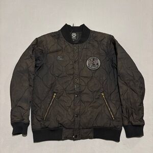LRG Lifted Research Group Mens Large Jacket Quilted Bomber Embroidery Y2K